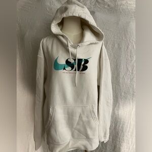 Nike skateboarding White Hoodie with Teal and Black SB Logo